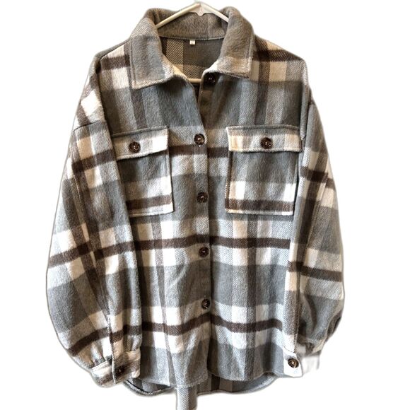 Plaid Fleece Shirt/Jacket - Size Large - Picture 1 of 4